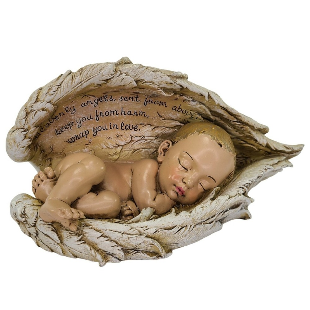 Roman Inc Sleeping Baby in Angel Wings Figure with Verse Infant Josephs Studio